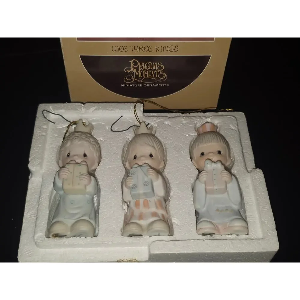 Enesco Precious Moments Wee Three Kings Mini Ornaments Set 1980 E5634‎ Boxed